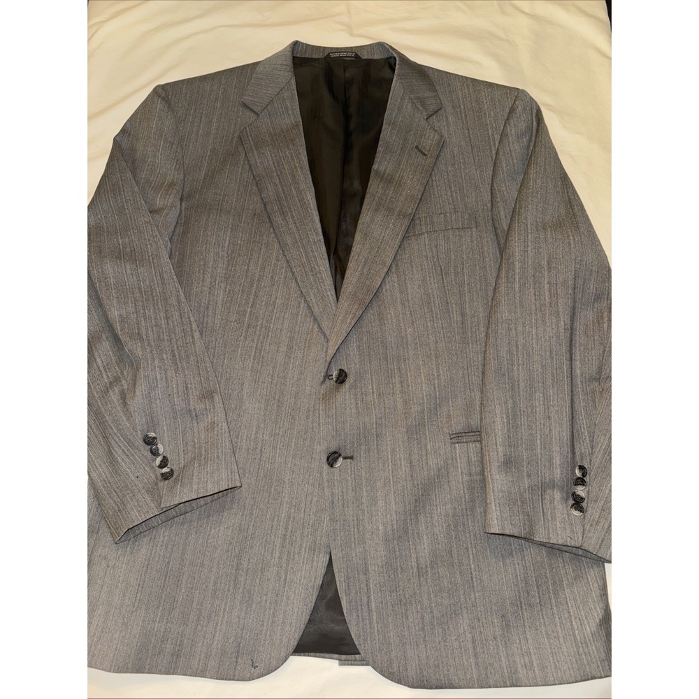 Stafford Jacket Gray Herringbone 100% Wool Blazer Sport‎ Coat 48L